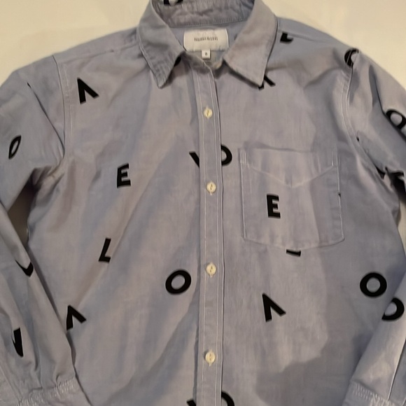 Current / Elliott Derby Button Down Shirt with LOVE Print Size 0 - Picture 6 of 11